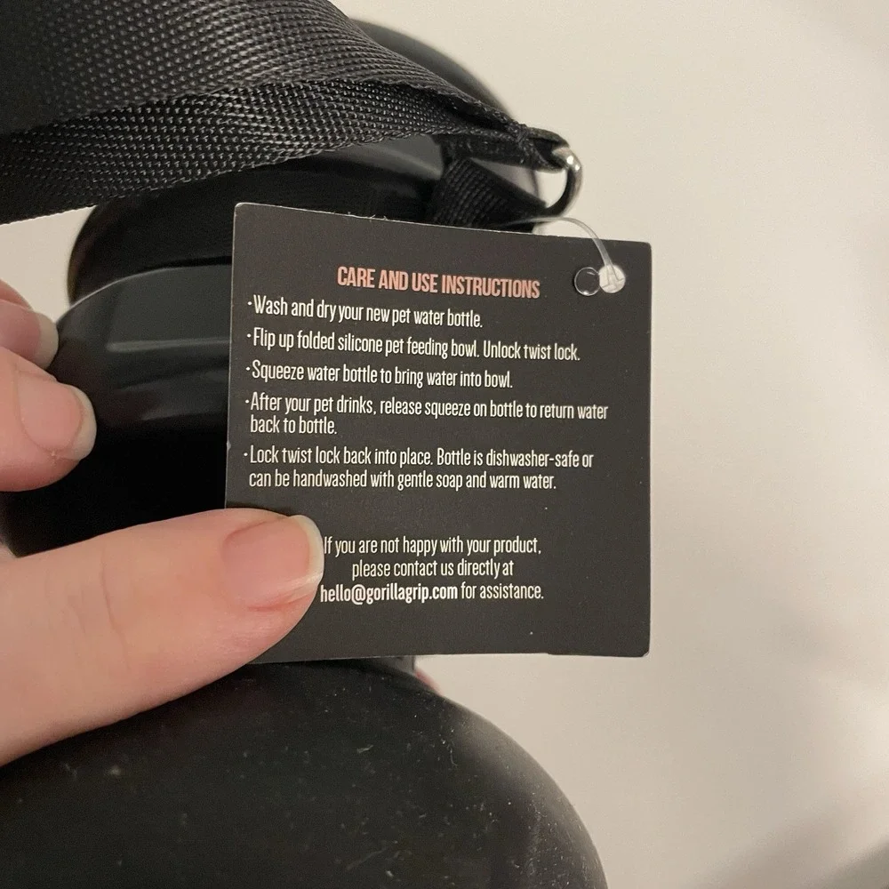 Gorilla Grip Pet Black Water Bottle Small‎ Hiking Walks